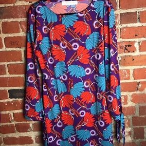 Tracy Negoshian Becky Dress Long Sleeve Fall Pattern Purple XL